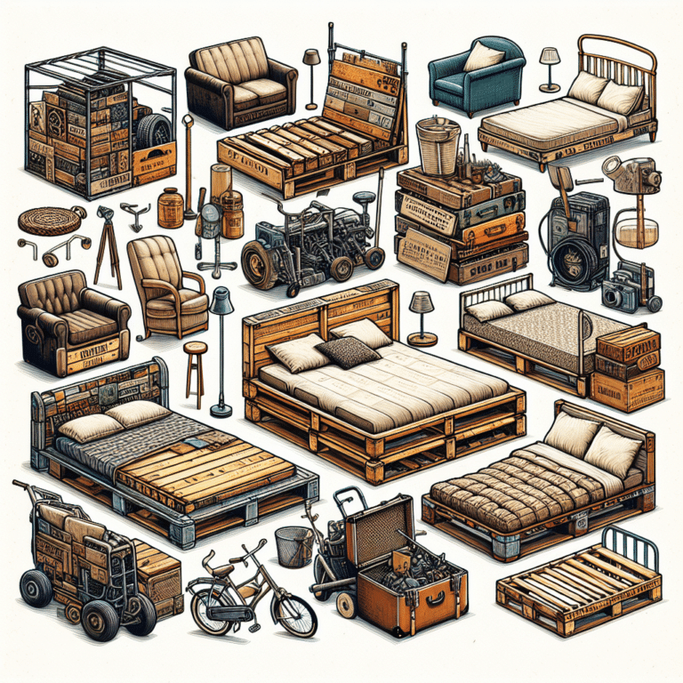 camas feitas de materiais reutilizados