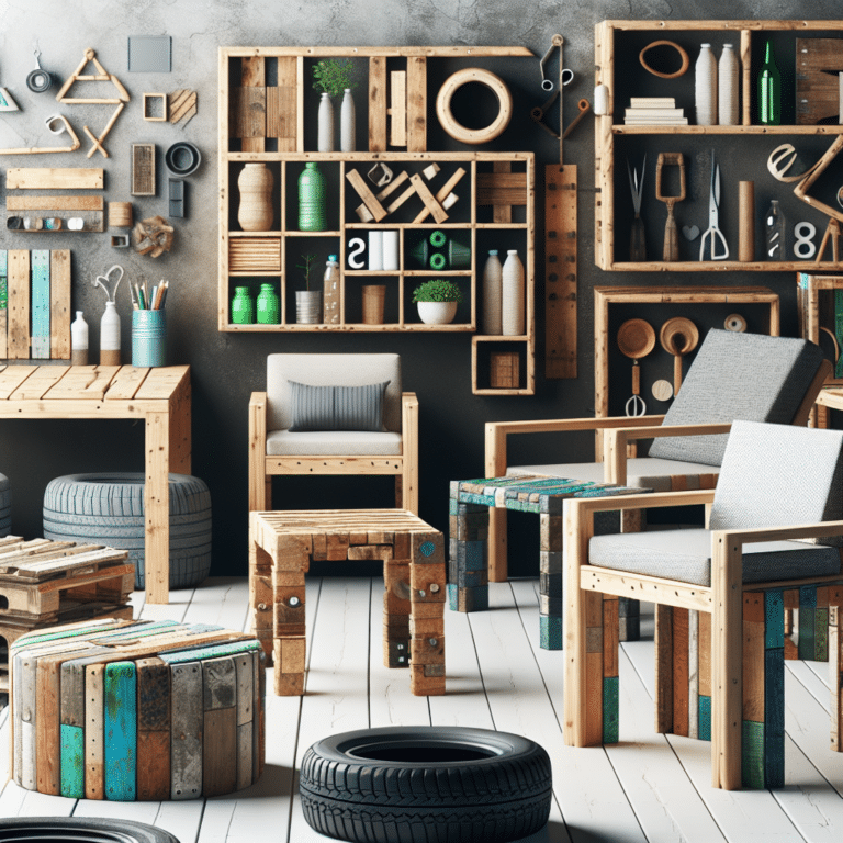móveis feitos com materiais recicláveis e úteis